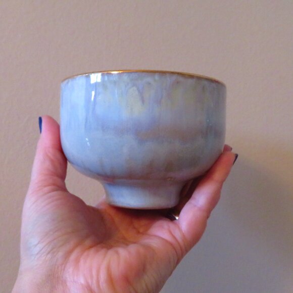 2 beautiful cup made in Portugal,ceramic dripping glaze, pink,blue trinket cont - Picture 5 of 8